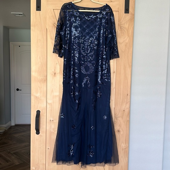 Navy Sequin Formal Gown Plus Size - Picture 1 of 3